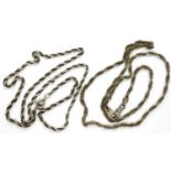 Two 925 silver rope chains, longest chain L: 52 cm. P&P Group 1 (£14+VAT for the first lot ands £1+