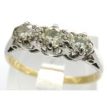 Presumed 18ct gold diamond trilogy ring, size J/K, 1.9g. P&P Group 1 (£14+VAT for the first lot