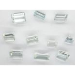 Ten loose natural aquamarine stones, largest L: 9 mm, combined 3.2g. P&P Group 1 (£14+VAT for the