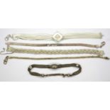 Five 925 silver bracelets longest L: 22 cm. P&P Group 1 (£14+VAT for the first lot and £1+VAT for