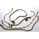 Five 925 silver bracelets including a chain, largest chain L: 18 cm. P&P Group 1 (£14+VAT for the