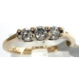 9ct gold trilogy ring set with diamonds, fully hallmarked, size L/M, 1.89g. P&P Group 1 (£14+VAT for
