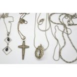 Three 925 silver pendant necklaces and a double neck chain, longest chain L: 56 cm. P&P Group 1 (£