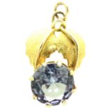 Unmarked 14ct gold and amethyst set pendant, H:17 mm, 1.3g. P&P Group 1 (£14+VAT for the first lot