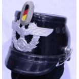 German Gendarmerie Shako in black, lacking chinstrap, plate likely a later replacement. P&P Group