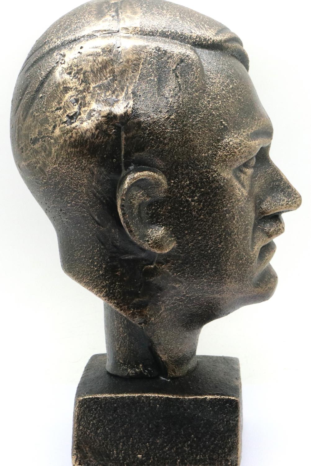 Bronzed cast iron bust of Adolf Hitler, H: 22 cm. P&P Group 2 (£18+VAT for the first lot and £3+ - Image 2 of 2