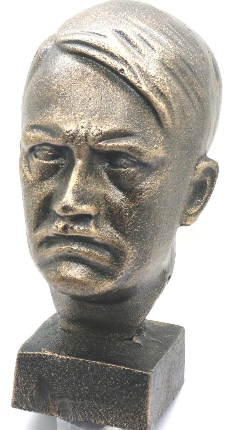 Bronzed cast iron bust of Adolf Hitler, H: 22 cm. P&P Group 2 (£18+VAT for the first lot and £3+