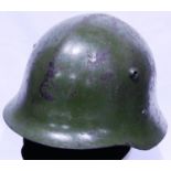 Bulgarian WWII steel helmet with leather liner. P&P Group 2 (£18+VAT for the first lot and £3+VAT