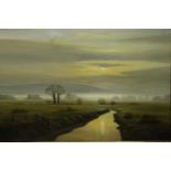 Michael Morris (B. 1946): oil on canvas, country lane, 74 x 50 cm. Not available for in-house P&P