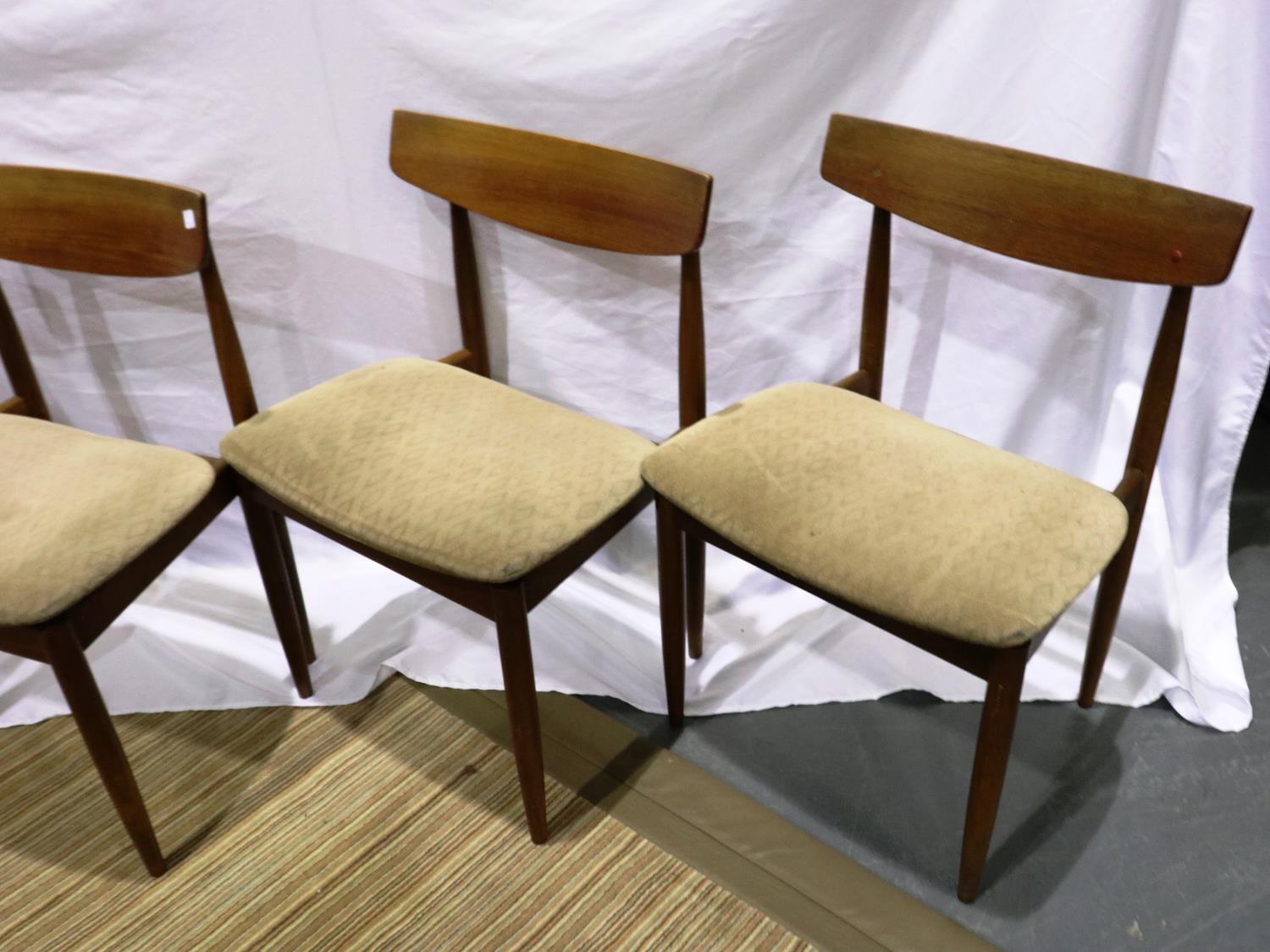 G Plan, set of four mid 20th century dining chairs with upholstered seats. Some marks to seats, - Image 2 of 5