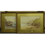 Fred Wildash (19th/20th century): a pair of watercolours, coastal landscapes, each 30 x 55 cm. Not