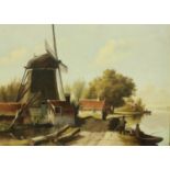 J Beckhout (19th / 20th century): oil on wood panel, Dutch riverside scene, 39 x 29 cm. Not