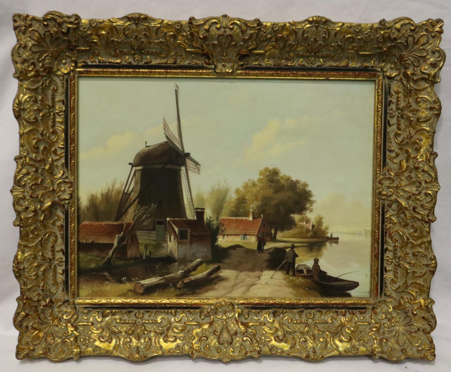 J Beckhout (19th / 20th century): oil on wood panel, Dutch riverside scene, 39 x 29 cm. Not - Image 2 of 3