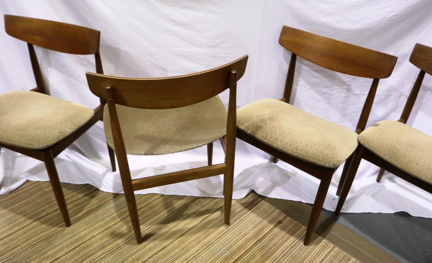 G Plan, set of four mid 20th century dining chairs with upholstered seats. Some marks to seats, - Image 3 of 5