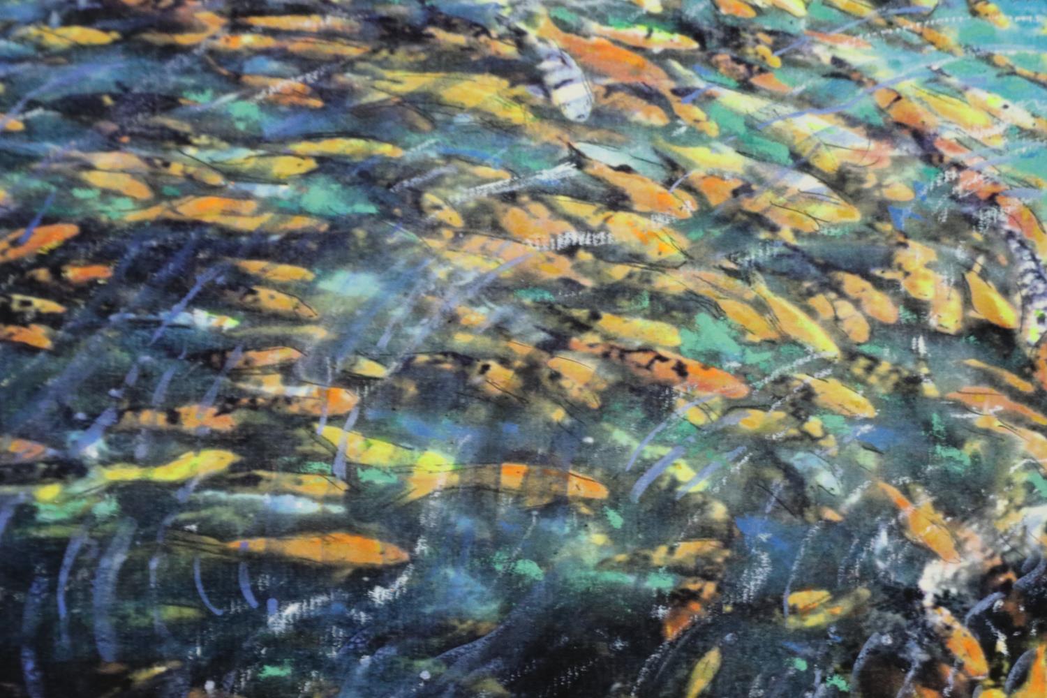 Harold Riley (B. 1934): artist signed print, Koi Carp, dated 1972, 26 x 37 cm. Not available for