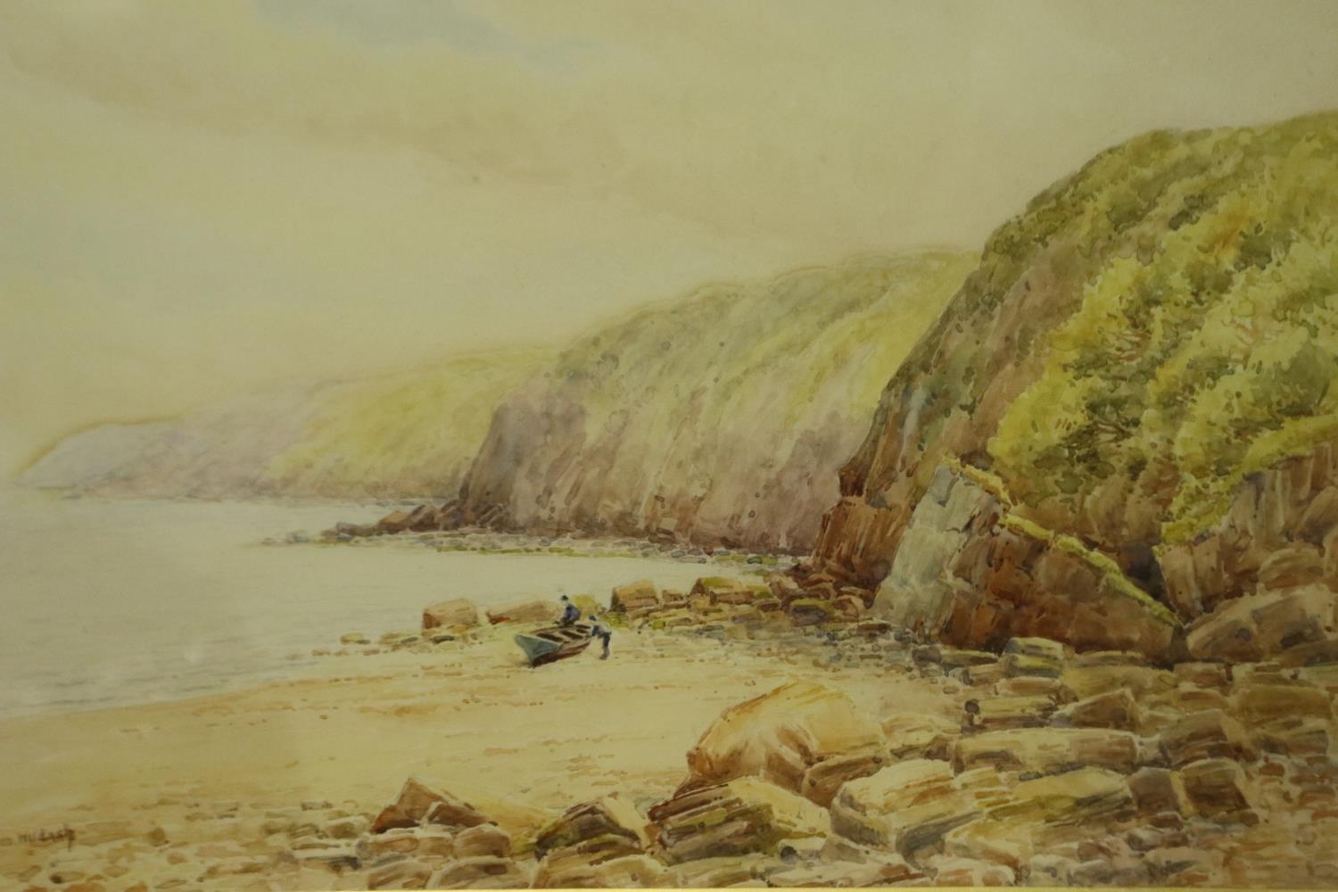 Fred Wildash (19th/20th century): a pair of watercolours, coastal landscapes, each 30 x 55 cm. Not - Image 2 of 9