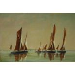 VC Tiarks (20th century): oil on board, Annual Sailing Barge Race, dated 1970, 90 x 60 cm. Not
