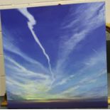 Paul Cousins (contemporary): oil on canvas, Vapour Trails, dated 2005 verso, 100 x 100 cm. Not