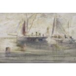 Thomas Westcott (1863-1924): watercolour, Sailing Boats At Dawn, 44 x 27 cm. Not available for in-