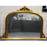 A large 20th century gilt wood framed over-mantel, overall 128 x 91 cm. Not available for in-house