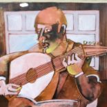 Geoffrey Key (B. 1941): mixed media on paper, Lute, dated 14.7.97, signed and inscribed verso, 33