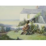 Late 19th century watercolour on paper, In A Fishermans Garden Near Ilfracombe, indistinctly signed,