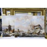Evan Strit pair of oils on board, Dutch winter scenes, each 42 x 32 cm. Not available for in-house