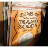 Box of classical piano sheet music. Not available for in-house P&P