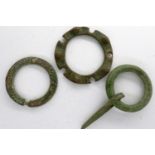 Three Roman - Saxon bronze annular brooches, largest L: 30 mm. P&P Group 0 (£5+VAT for the first lot