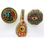 Three micro mosaic brooches, largest H: 49 mm. P&P Group 1 (£14+VAT for the first lot and £1+VAT for