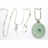 Four 925 silver necklaces including a stone set pendant example, longest chain L: 60 cm. P&P Group 1