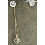 Stone set 925 silver pendant necklace and earring set, boxed, chain L: 46 cm. P&P Group 1 (£14+VAT