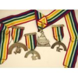 Royal Arc Mariner: three member jewels and a Past Commander collarette. P&P Group 1 (£14+VAT for the