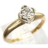 9ct gold diamond set solitaire ring, size L/M, 1.7g. P&P Group 1 (£14+VAT for the first lot and £1+