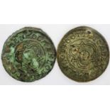 Two Medieval orb jettons. P&P Group 0 (£5+VAT for the first lot and £1+VAT for subsequent lots)