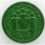 Sheffield Corporation Tramways token. P&P Group 0 (£5+VAT for the first lot and £1+VAT for