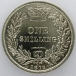 1872 silver shilling of Queen Victoria. P&P Group 0 (£5+VAT for the first lot and £1+VAT for