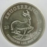 Silver 1oz bullion Krugerrand, South Africa 2018. P&P Group 0 (£5+VAT for the first lot and £1+VAT