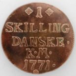 1771 Danske Skilling. P&P Group 0 (£5+VAT for the first lot and £1+VAT for subsequent lots)