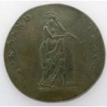 Early Milled Duke of York halfpenny token. P&P Group 0 (£5+VAT for the first lot and £1+VAT for