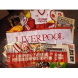 Collection of mainly Liverpool Football Club memorabilia including a childs football kit. (One