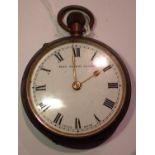 Swiss made brass gents pocket watch, working at lotting. P&P Group 1 (£14+VAT for the first lot