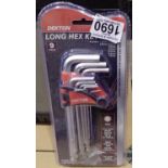 New unused long hex key set. P&P Group 1 (£14+VAT for the first lot and £1+VAT for subsequent lots)