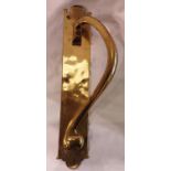 Bronze 19th century door handle, H: 35 cm. P&P Group 1 (£14+VAT for the first lot and £1+VAT for