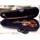 Mayflower 1/16 scale violin, L: 16 cm. P&P Group 3 (£25+VAT for the first lot and £5+VAT for