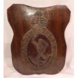 Relief carved Royal Corps of Signals emblem, 30 x 25 cm. P&P Group 2 (£18+VAT for the first lot