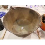 Large brass jam pan, D: 35 cm. Not available for in-house P&P