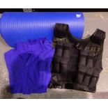20kg weighted training vest and Neoprene exercise mat. Not available for in-house P&P