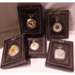 Five boxed quartz pocket watches, mostly hunters and sealed in boxes. P&P Group 1 (£14+VAT for the