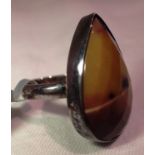 Sterling silver ring set with a large pear shape mookaite, size N. P&P Group 1 (£14+VAT for the